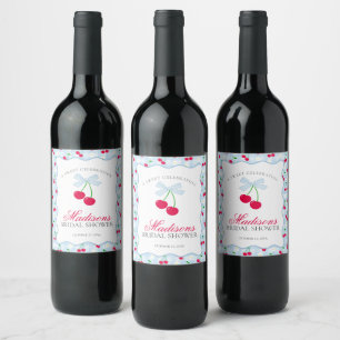 Étiquette Pour Bouteilles De Vin Cerry Sweet Blue Coquette En vichy Fête des mariée