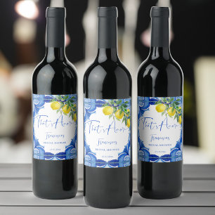 Étiquette Pour Bouteilles De Vin C'est beaucoup de tuiles bleues citrons italien