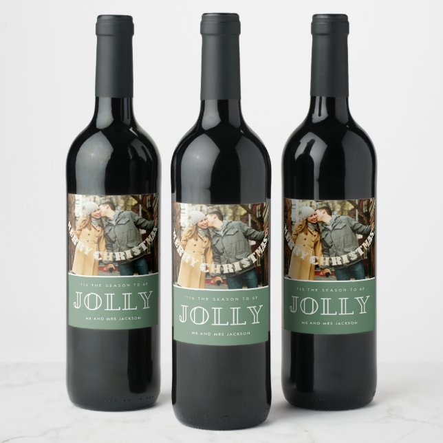 Étiquette Pour Bouteilles De Vin 'C'est la saison d'être joyeux Photo Noël (Bouteilles)
