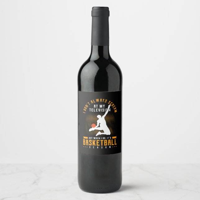 Étiquette Pour Bouteilles De Vin C'Est La Saison Du Basket (Devant)