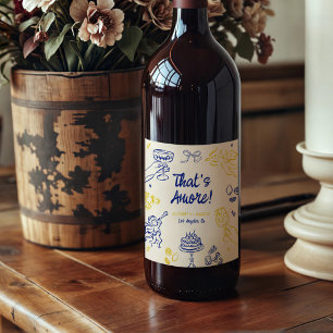 Étiquette Pour Bouteilles De Vin C'est l'amour ! Bleu et jaune
