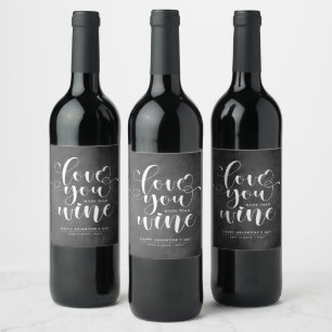 Étiquette Pour Bouteilles De Vin Chalkboard Vous aime plus que le vin Valentine's