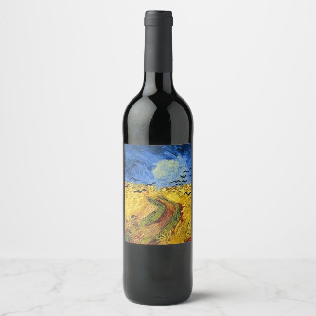 Étiquette Pour Bouteilles De Vin Champ de blé de Van Gogh peinture impressionniste (Devant)