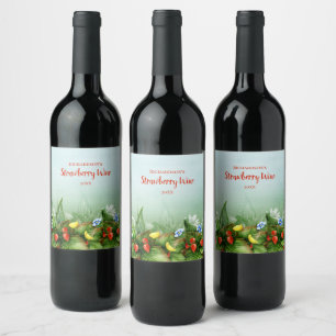 Étiquette Pour Bouteilles De Vin Champ de fraise sauvage vinificateur personnalisé
