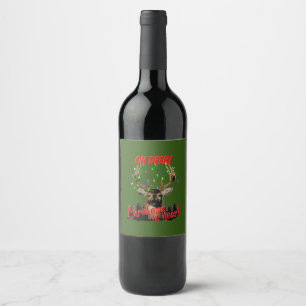 Étiquette Pour Bouteilles De Vin Chasse aux cerfs de Noël amusante