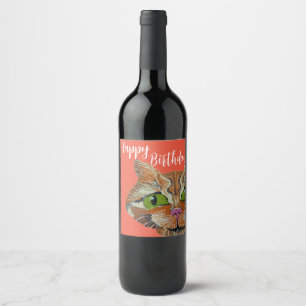Étiquette Pour Bouteilles De Vin chat orange