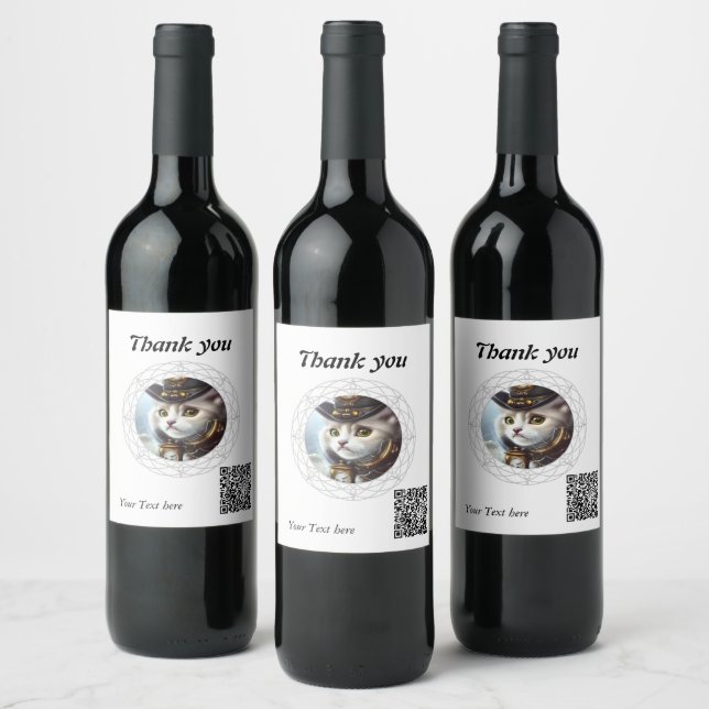 Étiquette Pour Bouteilles De Vin Chaton vapeur (Bouteilles)