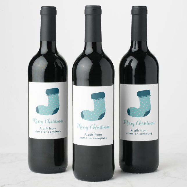 Étiquette Pour Bouteilles De Vin Chaussette de Noël personnalisée (Bouteilles)