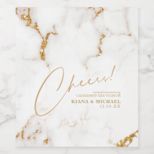 Étiquette Pour Bouteilles De Vin Cheers en marbre moderne Dusty Gold ID816