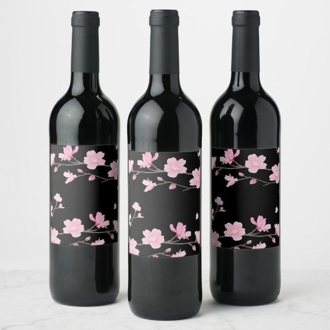 Étiquette Pour Bouteilles De Vin Cherry Blossom – Sakura Wine Bottle Label (Bouteilles)