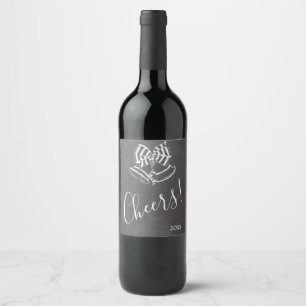 Étiquette Pour Bouteilles De Vin Cheval de Noël, Chalkboard Bells Vin Étiquette