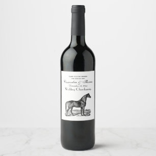 Étiquette Pour Bouteilles De Vin Cheval debout vintage