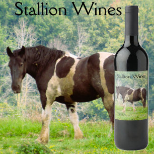 Étiquette Pour Bouteilles De Vin Cheval peint américain dans un champ