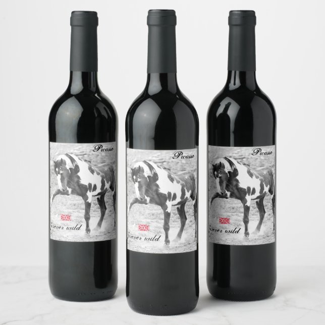 Étiquette Pour Bouteilles De Vin Cheval Sauvage Photo Picasso Mustang Vins Étiquett (Bouteilles)