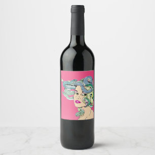 Étiquette Pour Bouteilles De Vin Cheveux de serpent Medusa