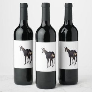Étiquette Pour Bouteilles De Vin Chèvre montagneuse minimaliste chamois alpin sur n