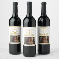 Étiquette Pour Bouteilles De Vin Chic Gold Law School Photo Custom Graduation Party