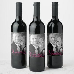 Étiquette Pour Bouteilles De Vin Chic moderne rose Coeurs noir blanc photo
