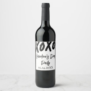 Étiquette Pour Bouteilles De Vin Chic XOXO Black and White Galentine's Day Party