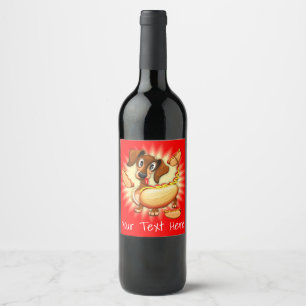 Étiquette Pour Bouteilles De Vin Chien chaud Dachshund