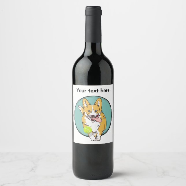 Étiquette Pour Bouteilles De Vin Chien de Corgi courant (Devant)