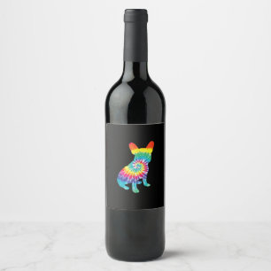 Étiquette Pour Bouteilles De Vin chien de teinture de cravate   hippie français bul