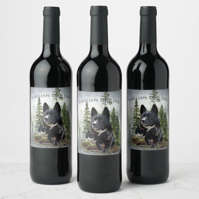 Étiquette Pour Bouteilles De Vin Chien d'ours karélien (Bouteilles)
