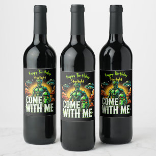 Étiquette Pour Bouteilles De Vin Chiffres Aliens : Aventures dans l'espace