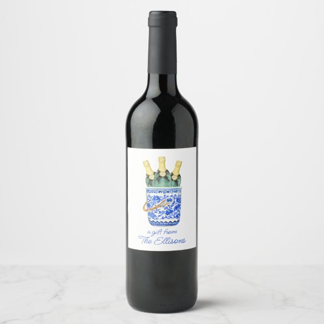 Étiquette Pour Bouteilles De Vin Chinoiserie Aquarelle Sac à glace (Devant)