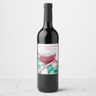 Étiquette Pour Bouteilles De Vin Chocolat chaud et Sucre de canne Noël