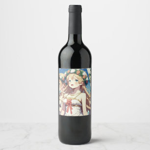 Étiquette Pour Bouteilles De Vin Choeur d'anime