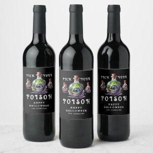 Étiquette Pour Bouteilles De Vin Choisissez votre poison Halloween Cocktail Party