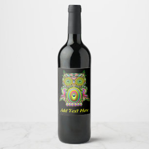 Étiquette Pour Bouteilles De Vin Chouette Psychédélique Popart Tapestry Magnet Bott