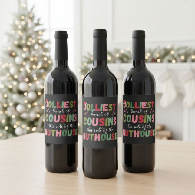 Étiquette Pour Bouteilles De Vin Christmas Family Cousin Reunion Matching  (Créateur téléchargé)