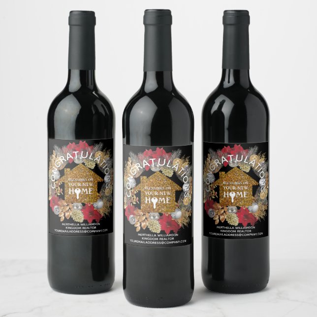 Étiquette Pour Bouteilles De Vin CHRISTMAS Parties scintillant Realtor Client Nouve (Bouteilles)