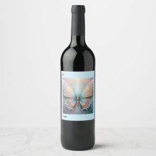 Étiquette Pour Bouteilles De Vin Chuchotements de couleur : Papillon fractal pastel