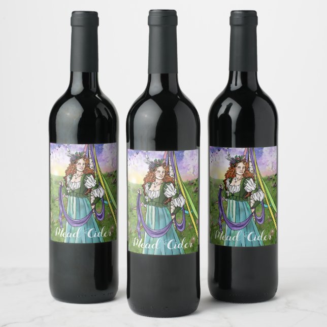 Étiquette Pour Bouteilles De Vin Cidre Maypole médiévale paysanne (Bouteilles)
