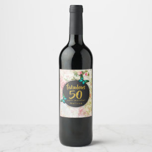 Étiquette Pour Bouteilles De Vin Cinquante papillons fabuleux sur collage Vintage