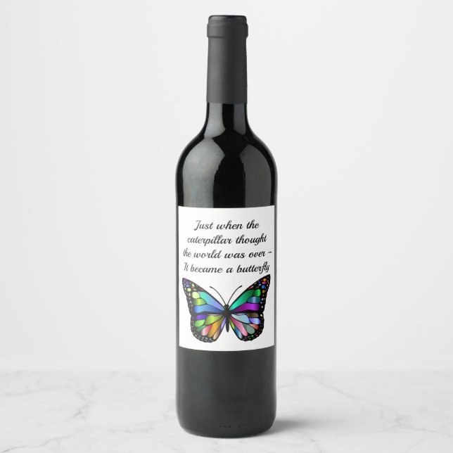 Étiquette Pour Bouteilles De Vin Citation de papillon inspirant Elégant espoir (Devant)