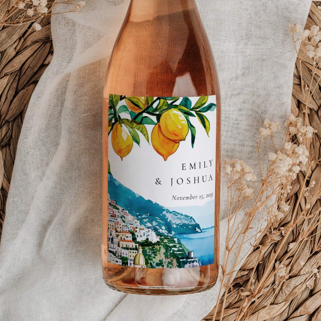 Étiquette Pour Bouteilles De Vin Citron Citrus Côte Amalfi Mariage italien (Créateur téléchargé)