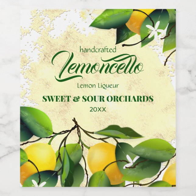 Étiquette Pour Bouteilles De Vin Citron Citrus Fruit Lemoncello (Étiquettes simples)
