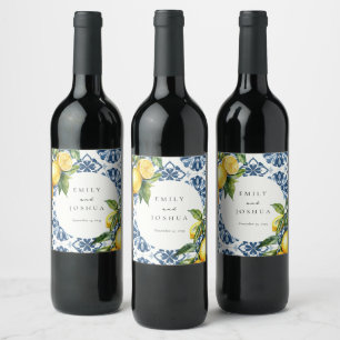 Étiquette Pour Bouteilles De Vin Citron Citrus Positano Mariage italien