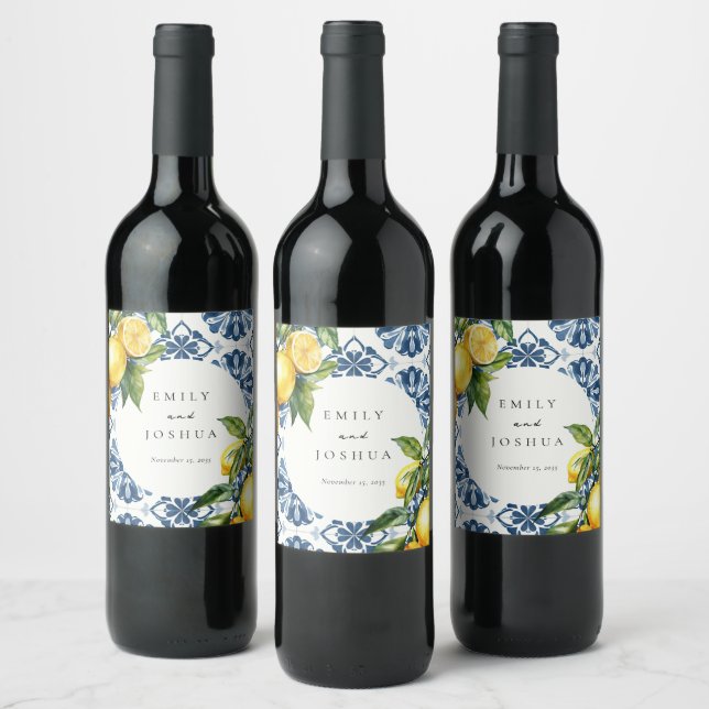 Étiquette Pour Bouteilles De Vin Citron Citrus Positano Mariage italien (Bouteilles)