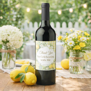Étiquette Pour Bouteilles De Vin Citron gingham jaune Merci Enterrement de vie de j