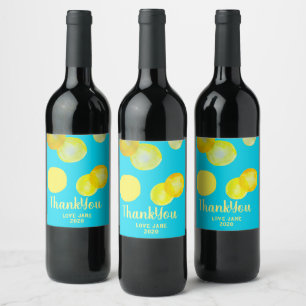 Étiquette Pour Bouteilles De Vin Citron jaune cercle