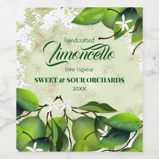 Étiquette Pour Bouteilles De Vin Citron vert Fruit Citron Citroncello (Étiquettes simples)