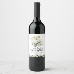 Étiquette Pour Bouteilles De Vin Citrouille blanche de verdure de Thanksgiving