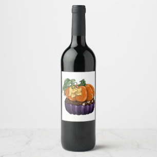 Étiquette Pour Bouteilles De Vin Citrouille Cupcake