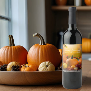 Étiquette Pour Bouteilles De Vin Citrouille de marketing de Thanksgiving pour entre