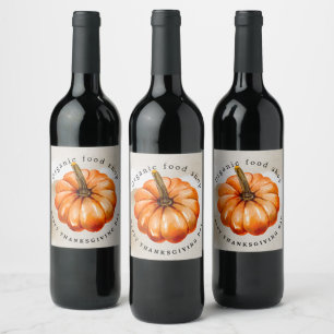 Étiquette Pour Bouteilles De Vin Citrouille de Thanksgiving & Automne